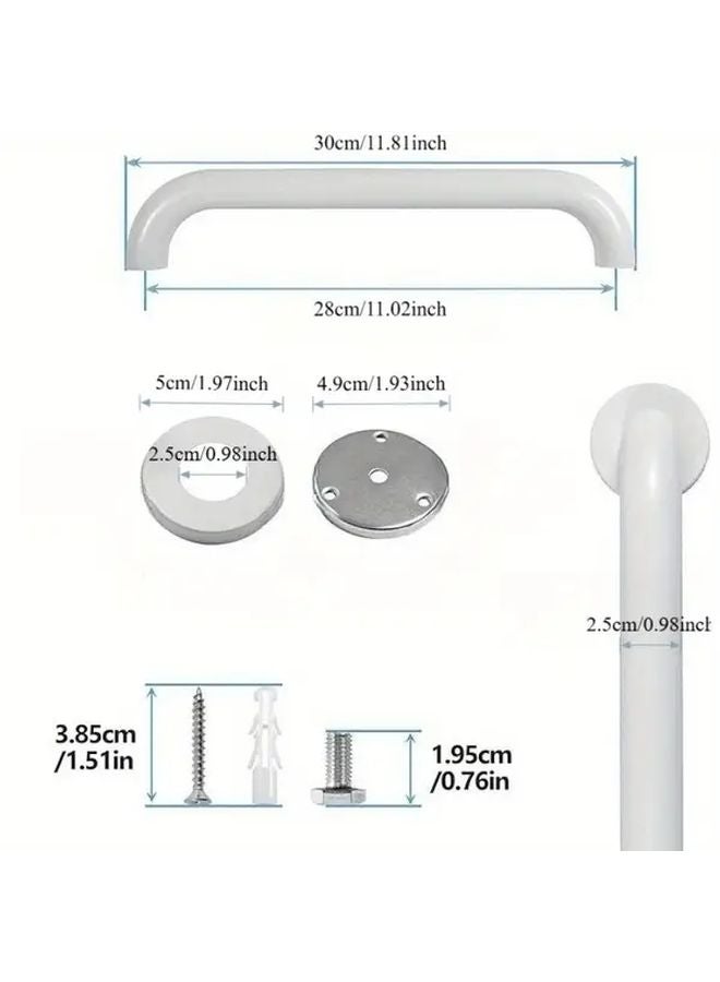 قطعتان من مساند الحمام البيضاء المصنوعة من الفولاذ المقاوم للصدأ، مقاومة للانزلاق ومتينة وآمنة لكبار السن وذوي الاحتياجات الخاصة - Image 4